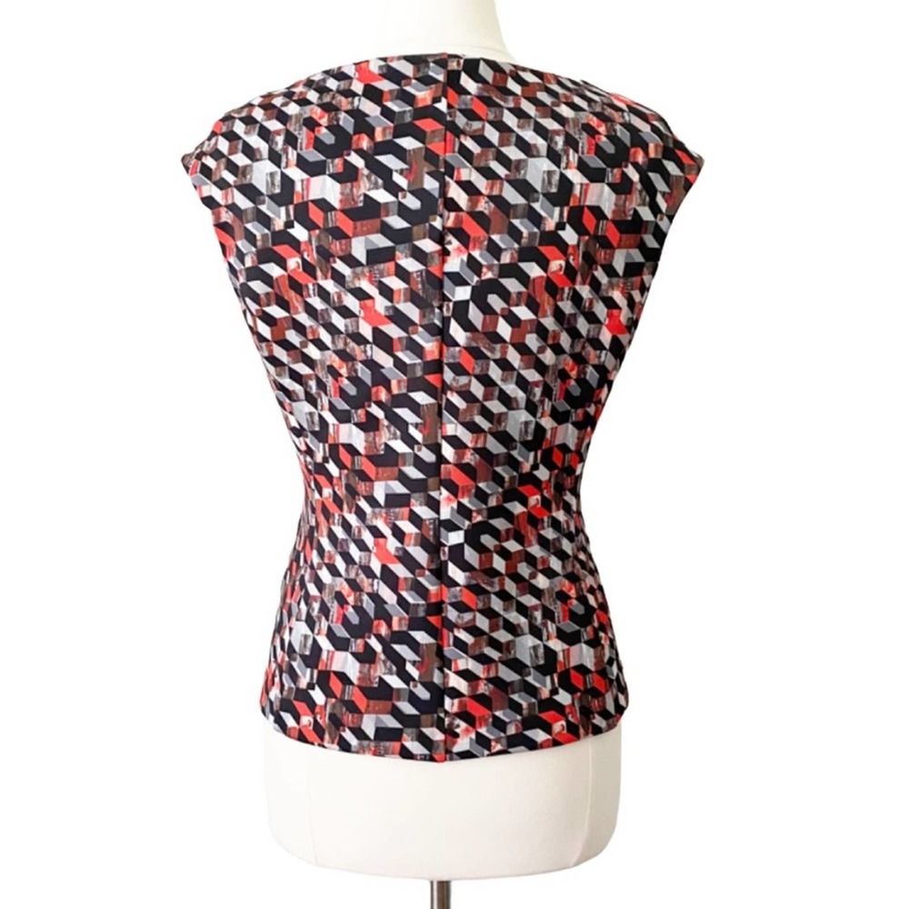Italian made Per Una Speziale Marks & Spencer Abstract Cap Sleeve Top Size 8 - Picture 8 of 10